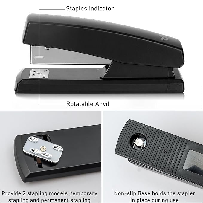 6 Pieces Desktop Staplers with 3000 Staples